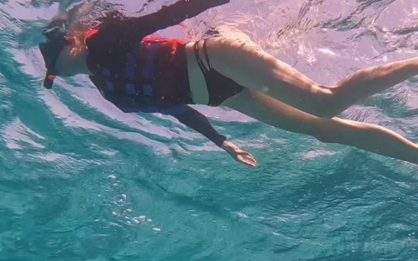 关晓彤浮潜好长的腿网友：从没见过这么长的腿！(图4)