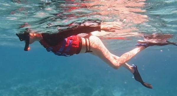 关晓彤浮潜好长的腿网友：从没见过这么长的腿！(图8)